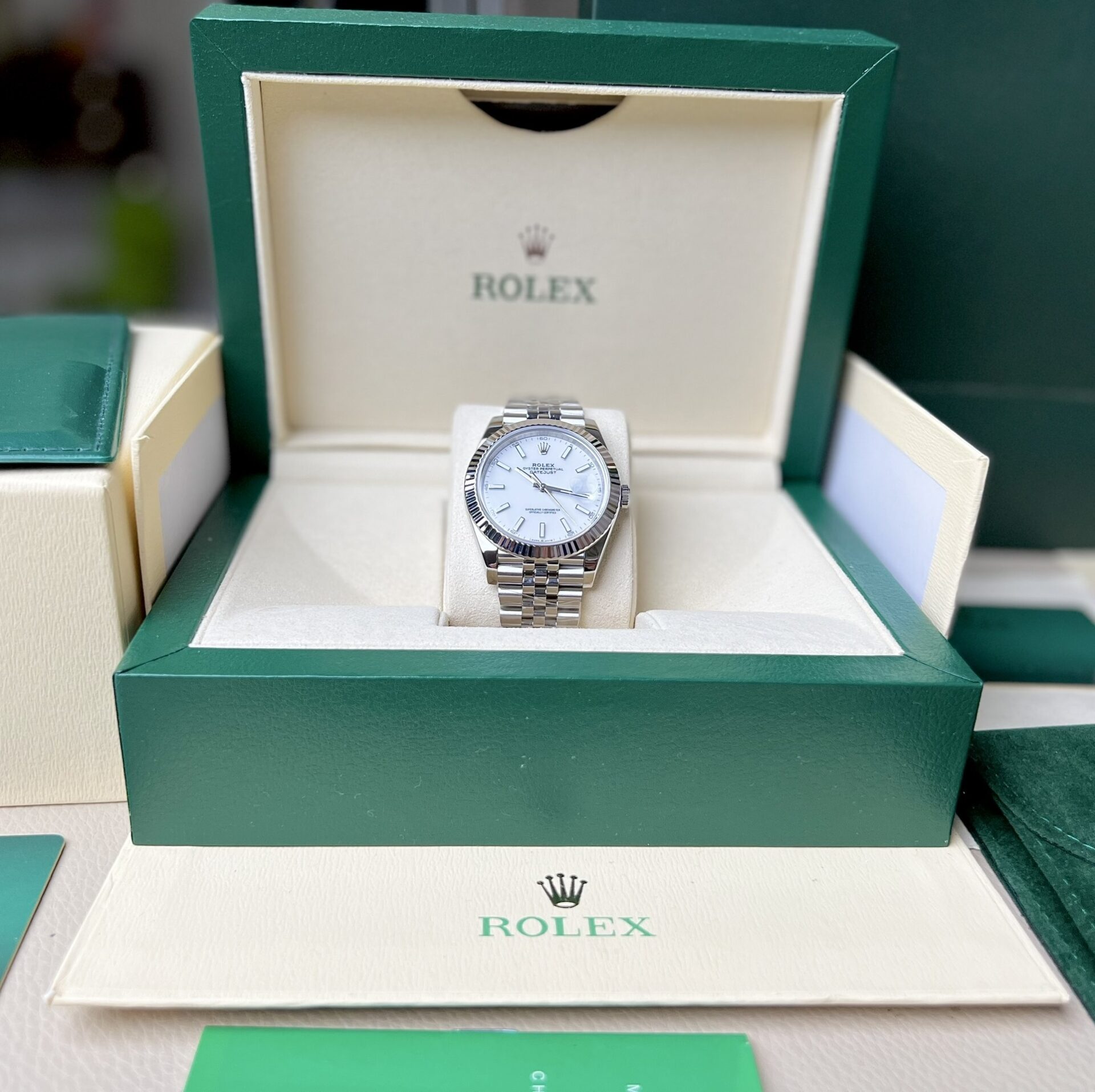 RLX DateJust 126334 White Enamel 41mm with Box