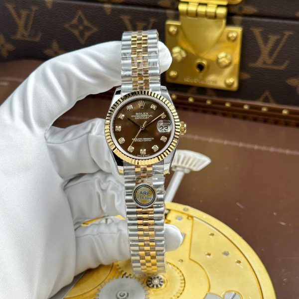 RLX DateJust Chocolate brown with diamond hour markers Dial 31mm with Box