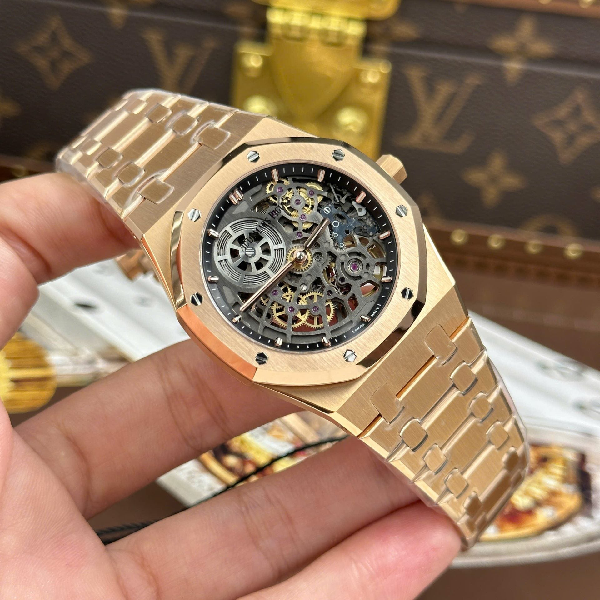 AP - Royal Oak Jumbo Extra-thin 16204 Skeleton Dial Rose Gold 39mm with Box