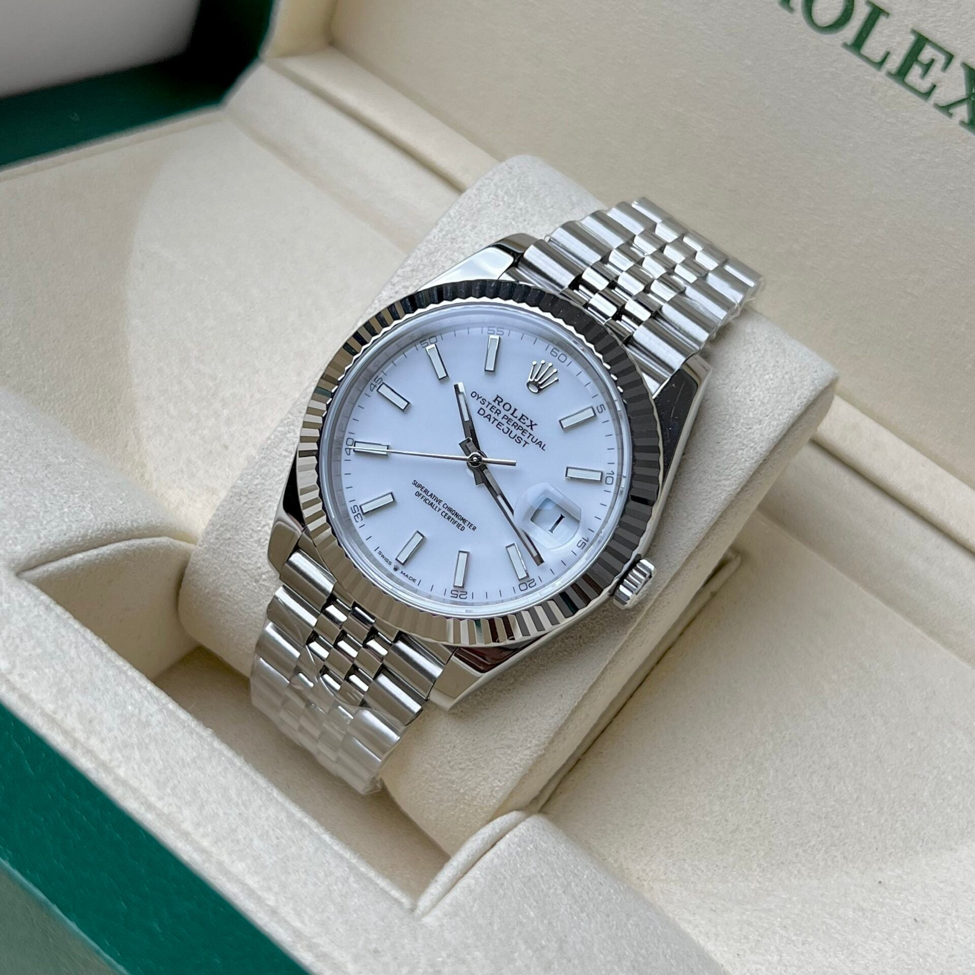 RLX DateJust 126334 White Enamel 41mm with Box