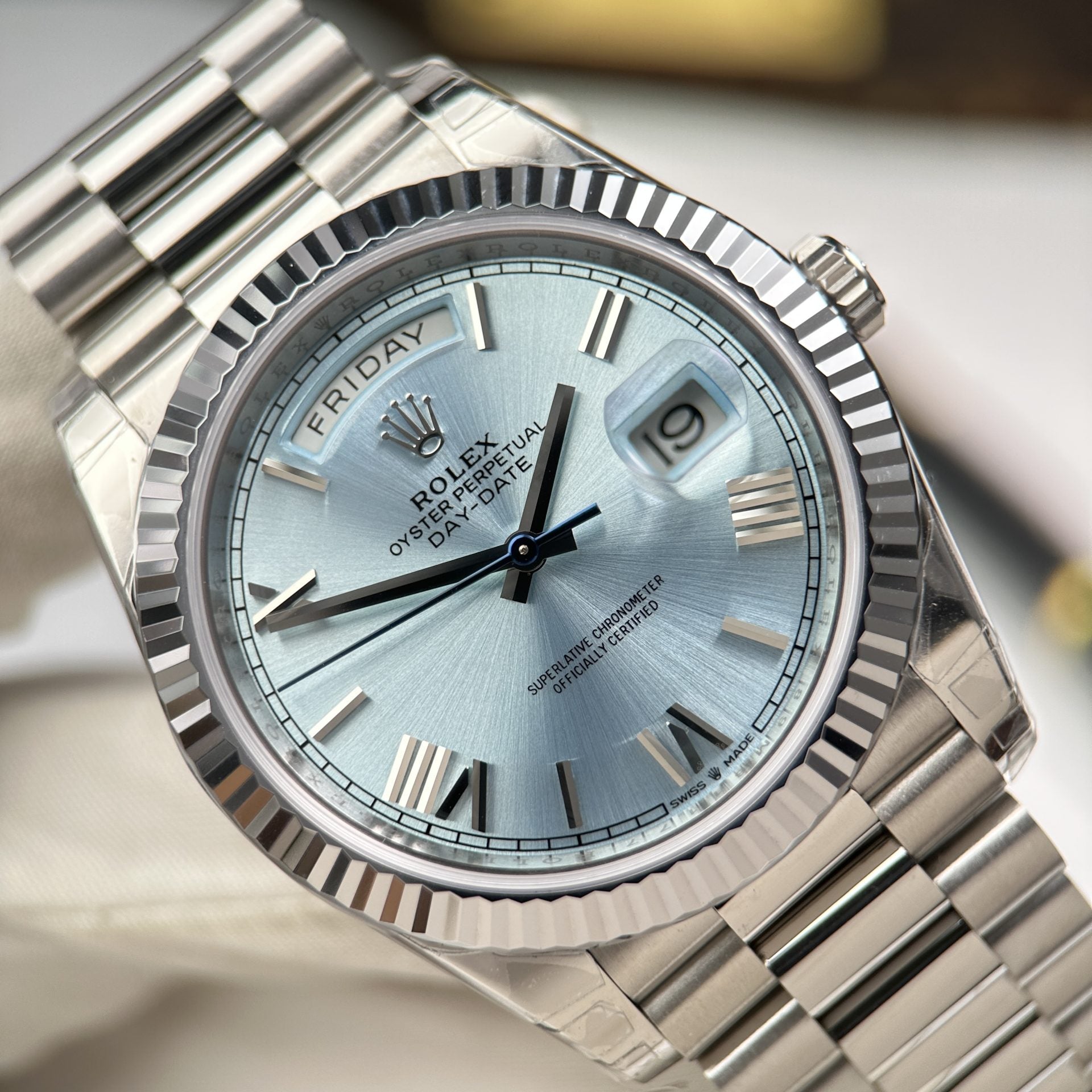 RLX Day Date Ice Blue Dial Calibre 3255 Movement 40mm with Box