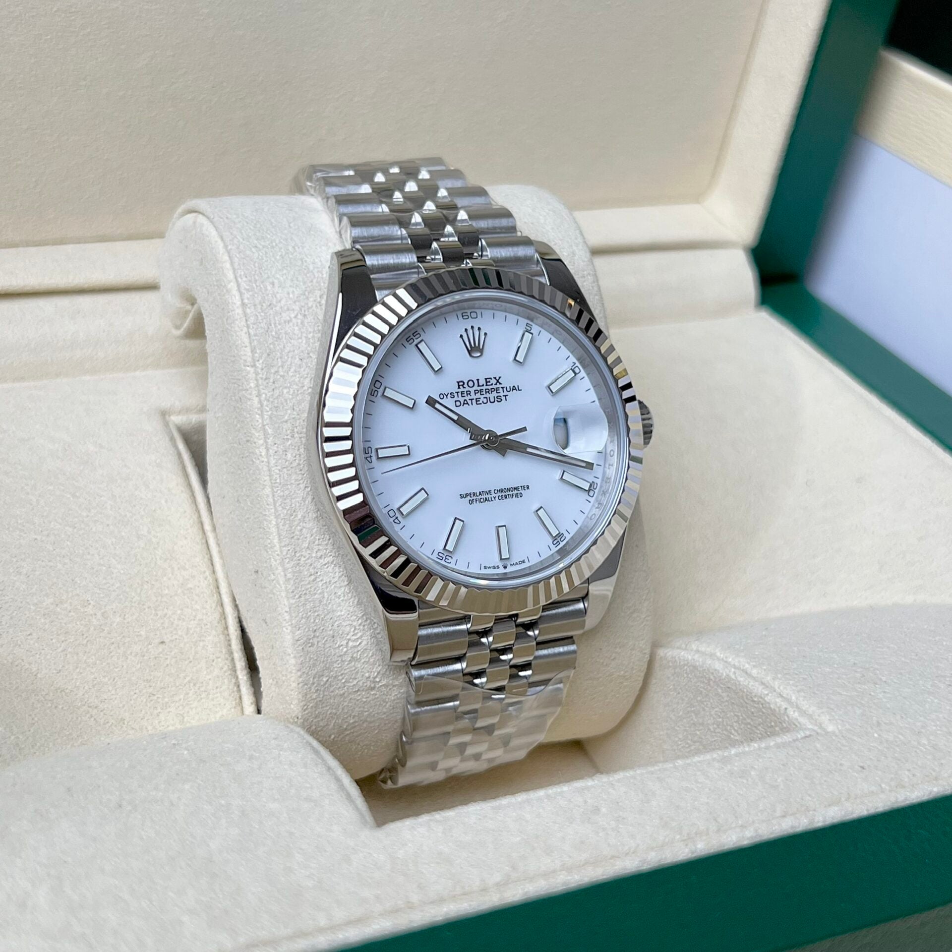 RLX DateJust 126334 White Enamel 41mm with Box