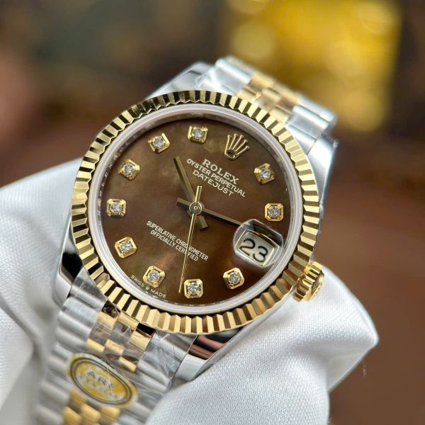 RLX DateJust Chocolate brown with diamond hour markers Dial 31mm with Box