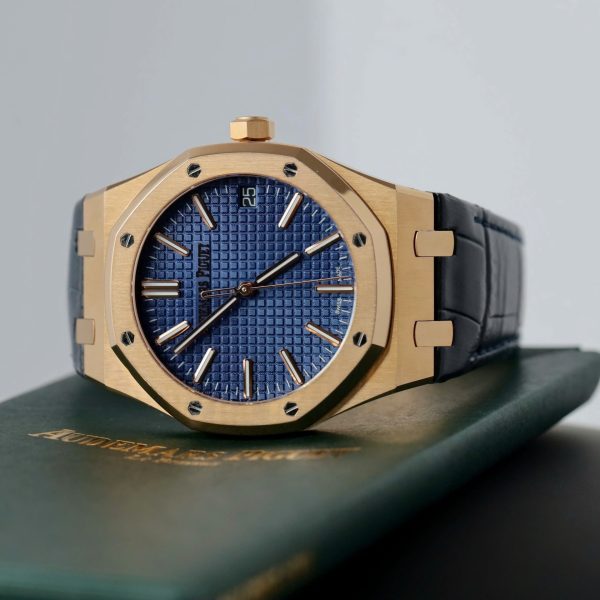 AP - Royal Oak 50th Anniversary Dial Blue 18K Gold Wrapped 41mm with Box