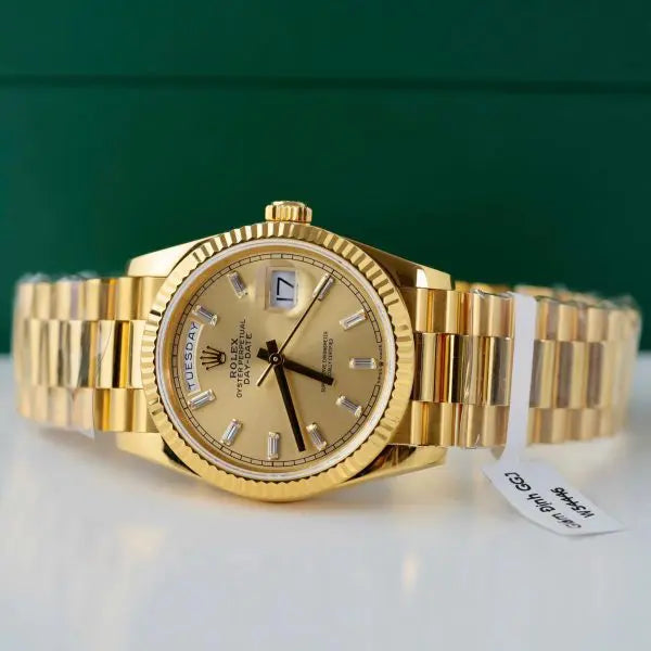 RLX Day Date Yellow Champagne Dial 18K Gold Wrapped 36mm with Box