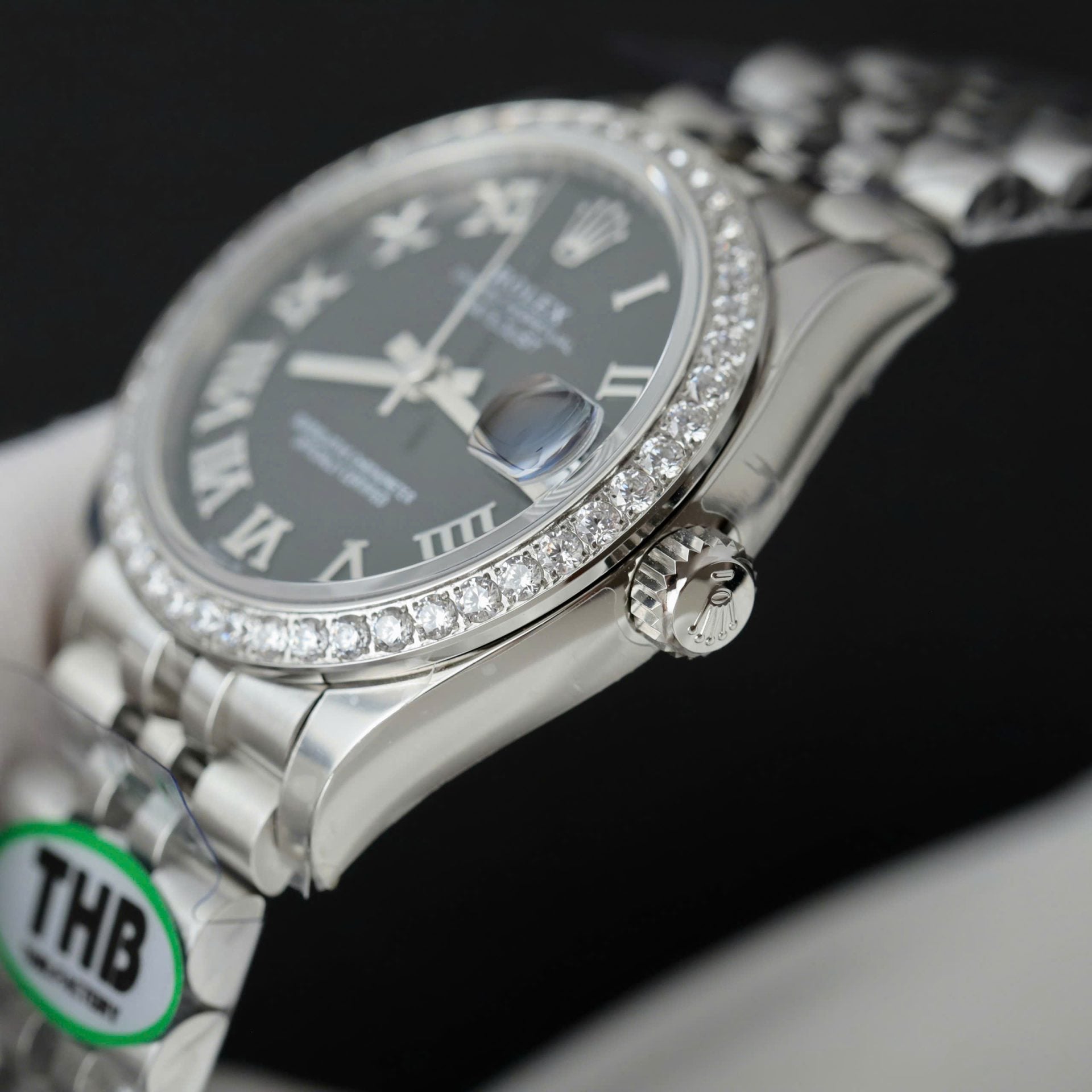 RLX DateJust Black Dial Bezel Moissanite Diamonds 31mm with Box