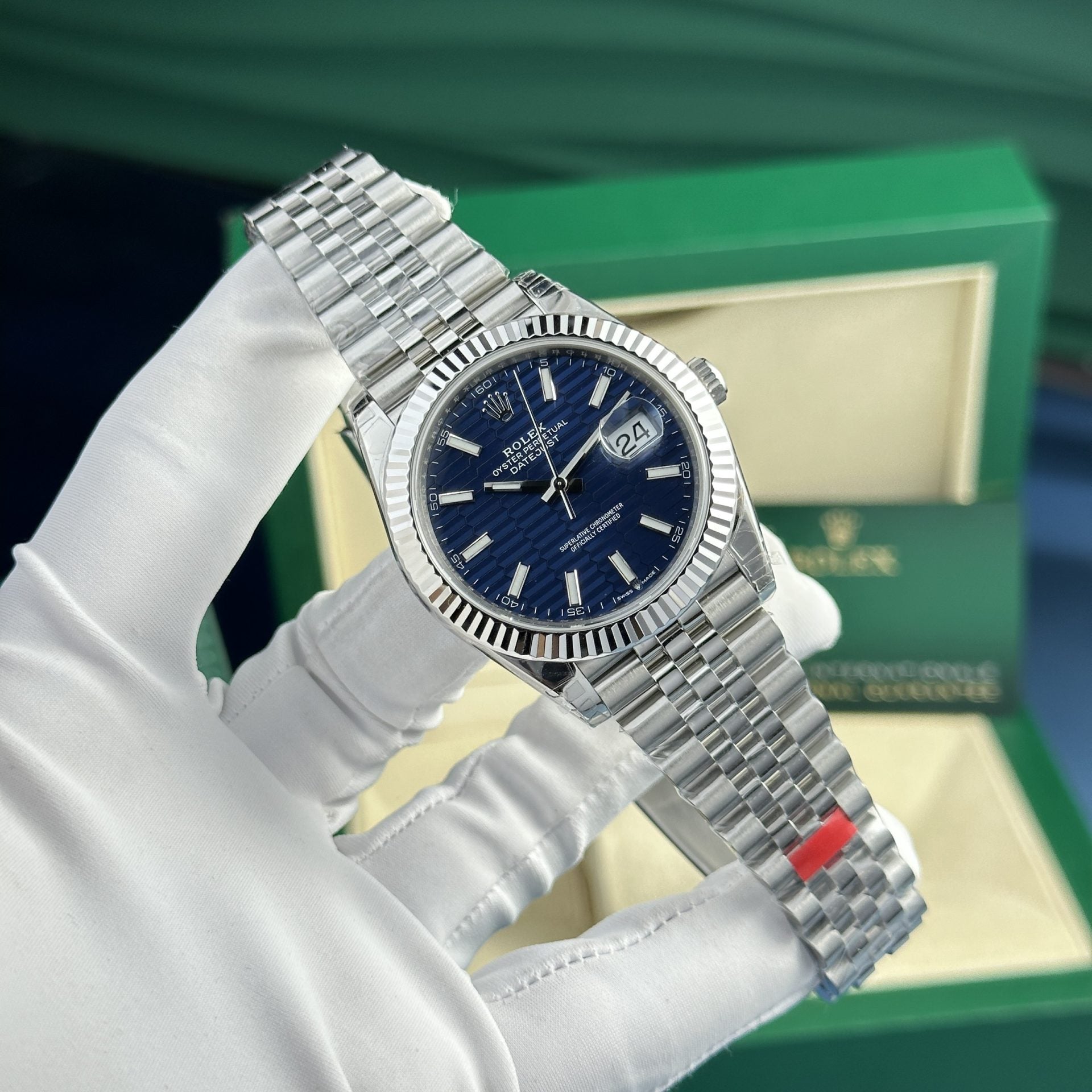 RLX DateJust Blue Motif Dial 41mm + Box