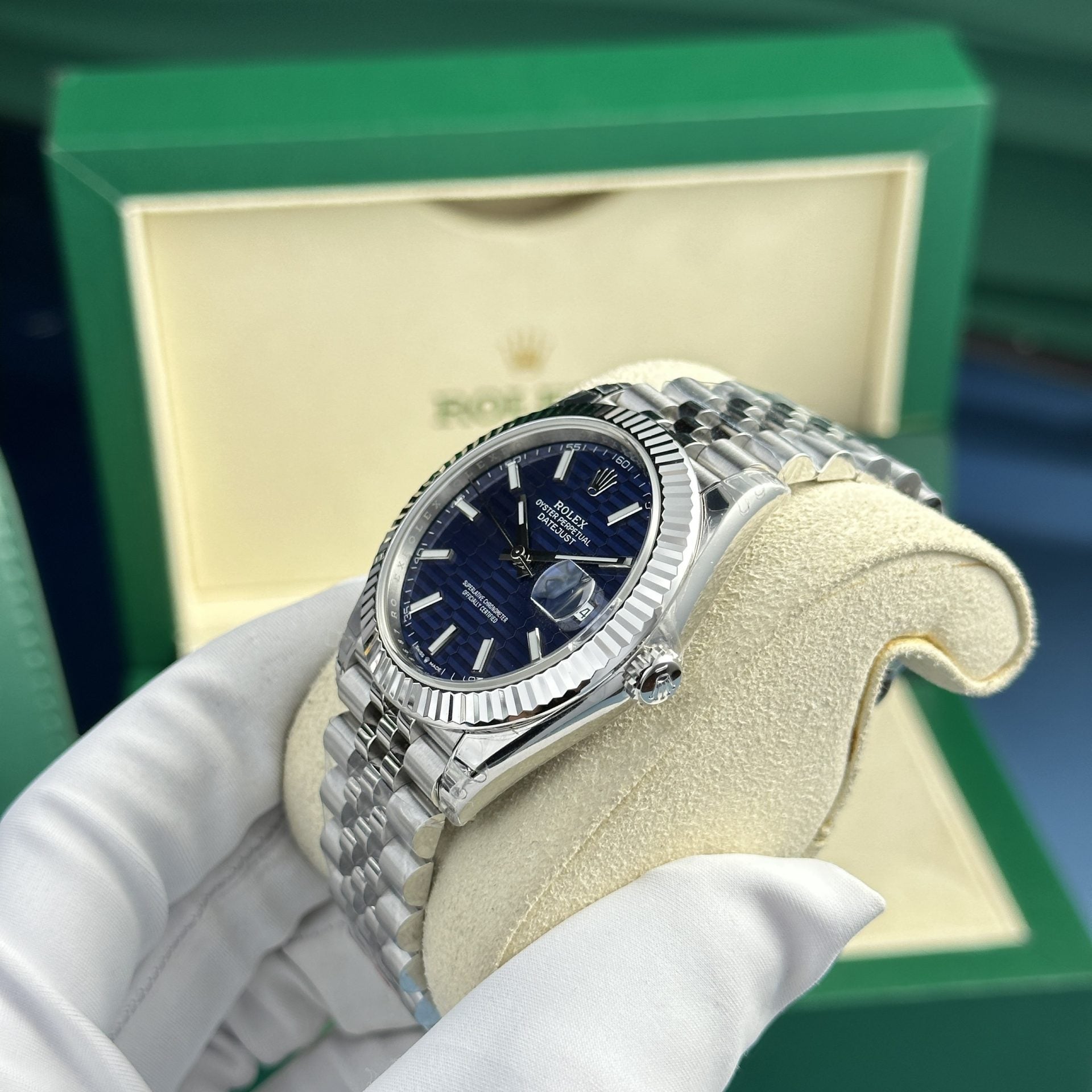 RLX DateJust Blue Motif Dial 41mm + Box
